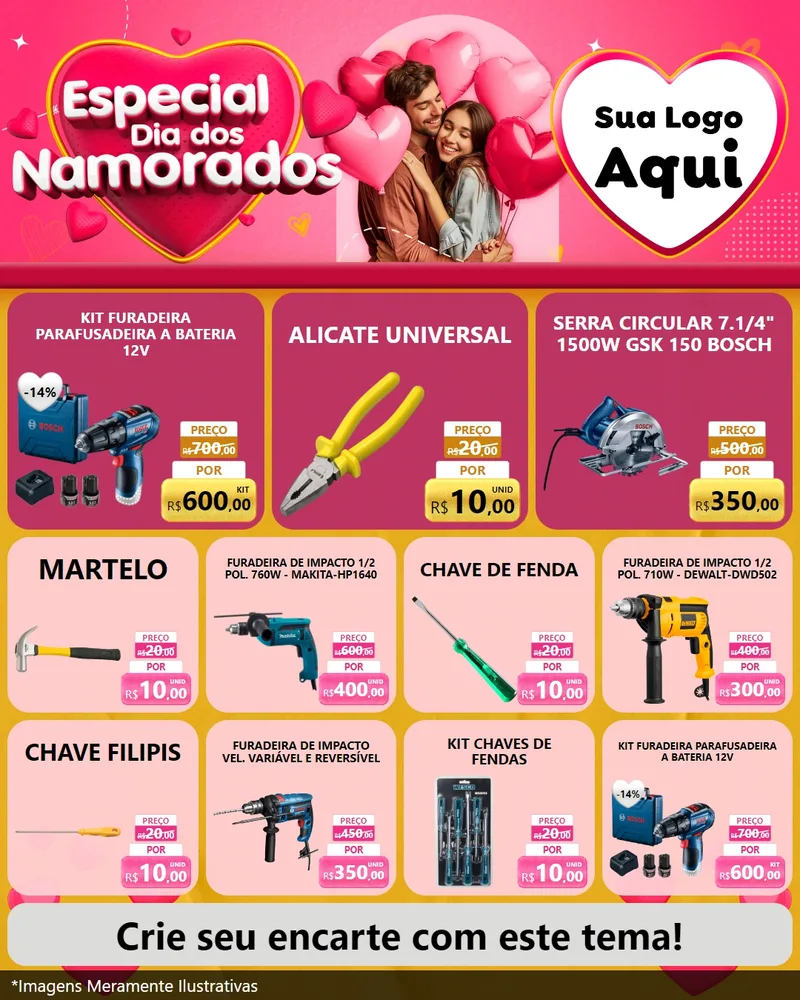 Modelo de Rede Social para Feed Instagram com o tema Especial Dia dos Namorados para Maquinas e Ferramentas