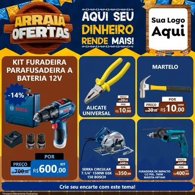 Modelo de Rede Social para Feed Facebook com o tema Arraiá de Ofertas - Junina para Maquinas e Ferramentas
