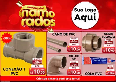 Modelo de Encarte para Encarte A4 Horizontal com o tema Semana dos namorados para Tubos e conexões
