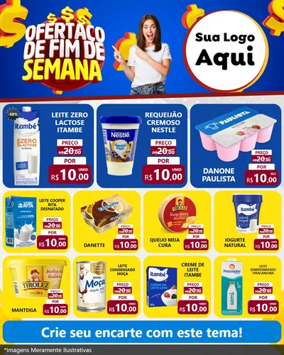 Modelo de Rede Social para Feed Instagram com o tema Ofertaço de Fim de Semana para Frios e Laticínios