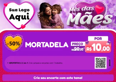 Modelo de Cartaz para Cartaz A4 Horizontal com o tema Mês das Mães para Frios e Laticínios