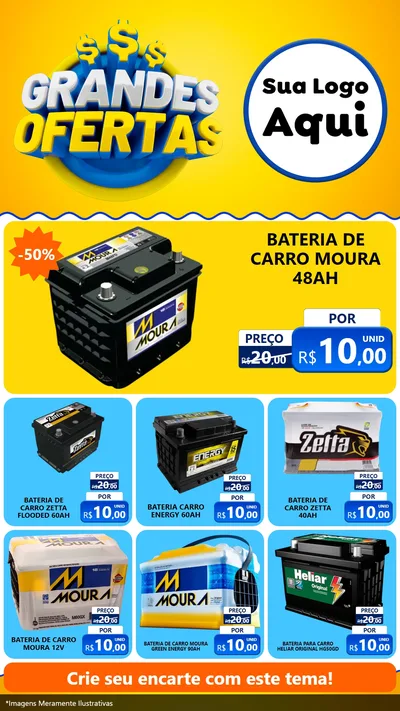 Modelo de Rede Social para Stories com o tema Grandes Ofertas para Baterias Elétricas