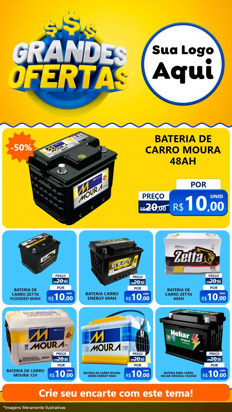 Modelo de Rede Social para Stories com o tema Grandes Ofertas para Baterias Elétricas