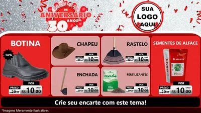 Modelo de TV para TV Horizontal com o tema Promoção de Aniversário - 30 Anos para Agropecuária