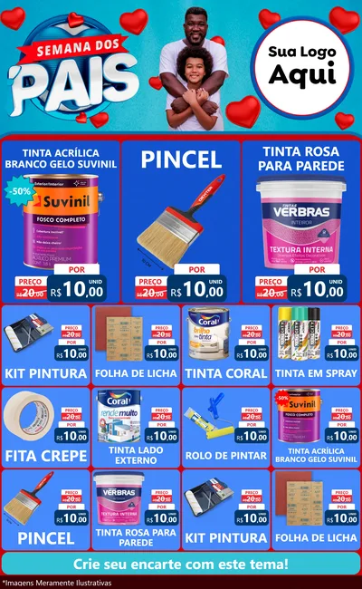 Modelo de Encarte para Encarte Grande com o tema Semana Dos Pais para Tintas e Ferramentas