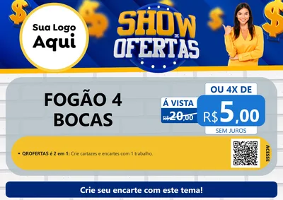 Modelo de Cartaz para Cartaz A4 Horizontal com o tema Show de Ofertas para Móveis e Eletro