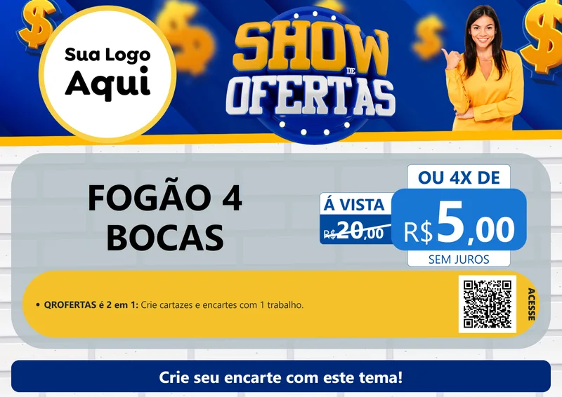 Modelo de Cartaz para Cartaz A4 Horizontal com o tema Show de Ofertas para Móveis e Eletro