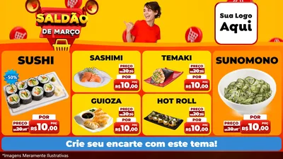 Modelo de TV para TV Horizontal com o tema Saldão de Março para Comida japonesa