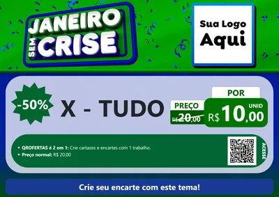 Modelo de Cartaz para Cartaz A4 Horizontal com o tema Janeiro Sem Crise para Hamburgueria