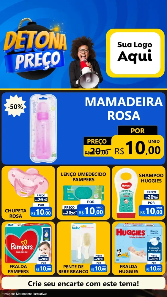 Modelo de Rede Social para Stories com o tema Detona Preços para Bebês