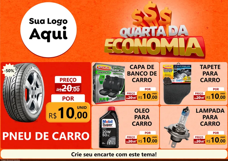 Modelo de Encarte para Encarte A4 Horizontal com o tema Quarta da Economia para Auto peças