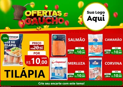 Modelo de Encarte para Encarte A4 Horizontal com o tema Ofertas Semana Do Gaúcho para Peixaria