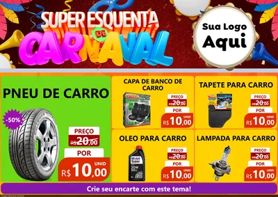 Modelo de Encarte para Encarte A4 Horizontal com o tema Super Esquenta de Carnaval para Auto peças