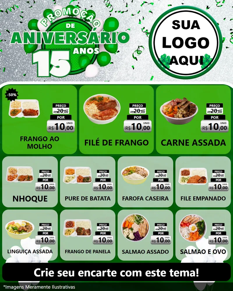 Modelo de Rede Social para Feed Instagram com o tema Promoção de Aniversário - 15 Anos para Restaurante