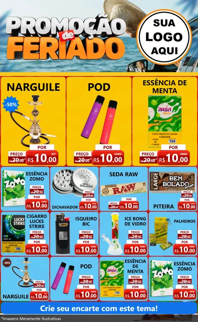 Modelo de Encarte para Encarte Grande com o tema Promoção de Feriado para Tabacaria