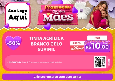 Modelo de Cartaz para Cartaz A4 Horizontal com o tema Promoção Dia das Mães para Tintas e Ferramentas