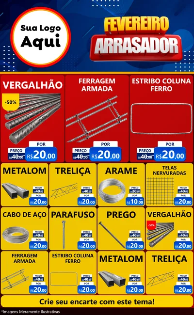 Modelo de Encarte para Encarte Grande com o tema Fevereiro Arrasador para Ferragens
