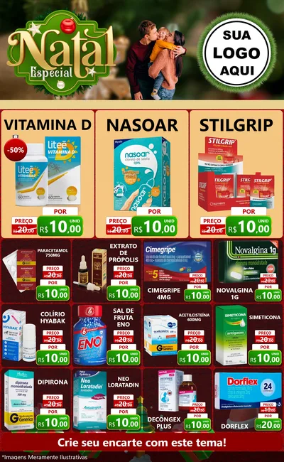 Modelo de Encarte para Encarte Grande com o tema Natal Especial para Farmácia