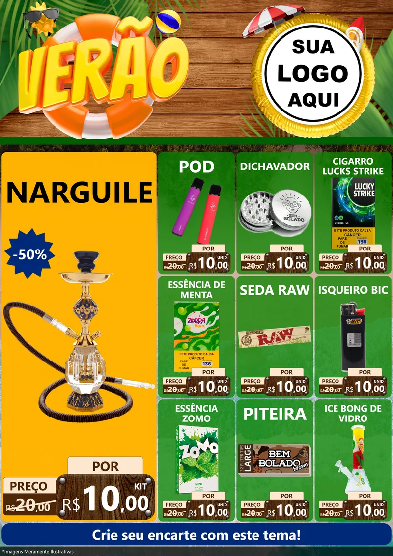 Modelo de Encarte para Encarte A4 Vertical com o tema Verão para Tabacaria