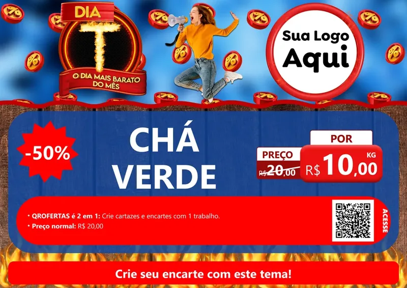 Modelo de Cartaz para Cartaz A4 Horizontal com o tema Dia T - O Dia Mais Barato Do Mês para Produtos Naturais