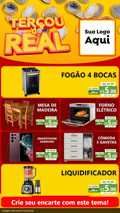 Modelo de TV para TV Vertical com o tema Terçou do Real para Móveis e Eletro