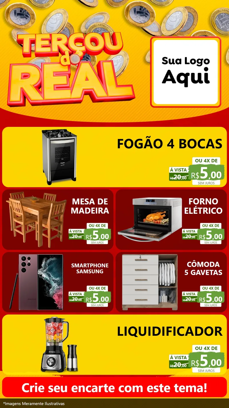 Modelo de TV para TV Vertical com o tema Terçou do Real para Móveis e Eletro