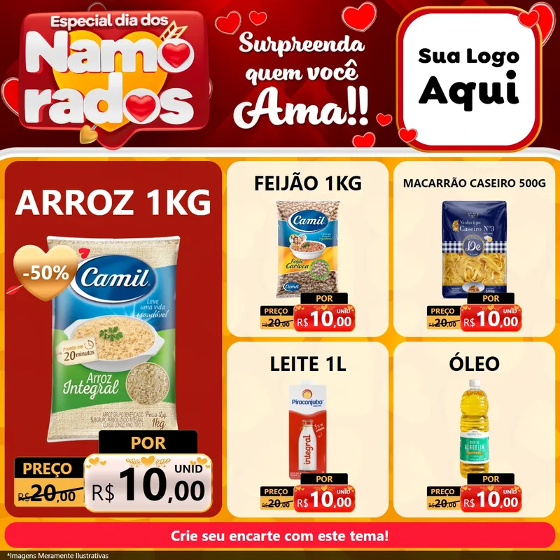 Modelo de Rede Social para Feed Facebook com o tema Especial Dia dos Namorados para Supermercado