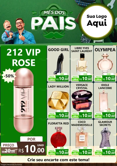 Modelo de Encarte para Encarte A4 Vertical com o tema Mês dos Pais para Perfumes