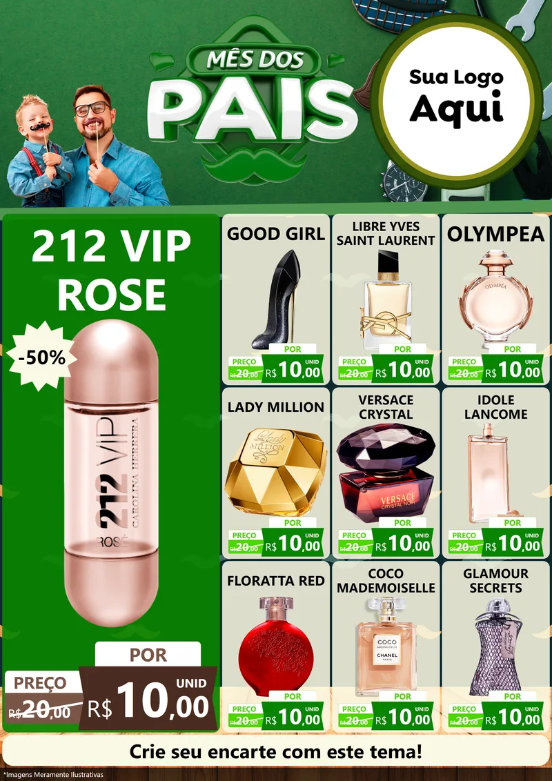 Modelo de Encarte para Encarte A4 Vertical com o tema Mês dos Pais para Perfumes