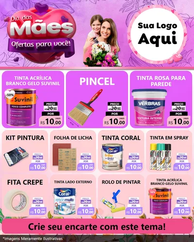 Modelo de Rede Social para Feed Instagram com o tema Dia das Mães Ofertas para Você! para Tintas e Ferramentas