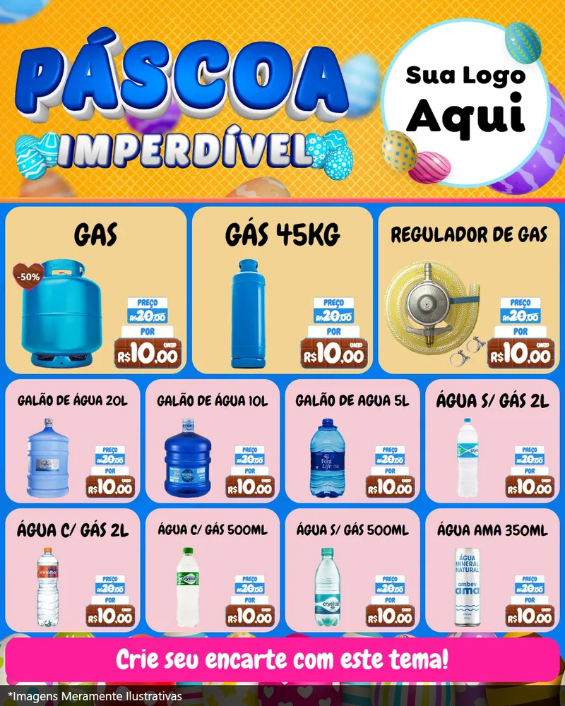 Modelo de Rede Social para Feed Instagram com o tema Páscoa Imperdível para Água e gás