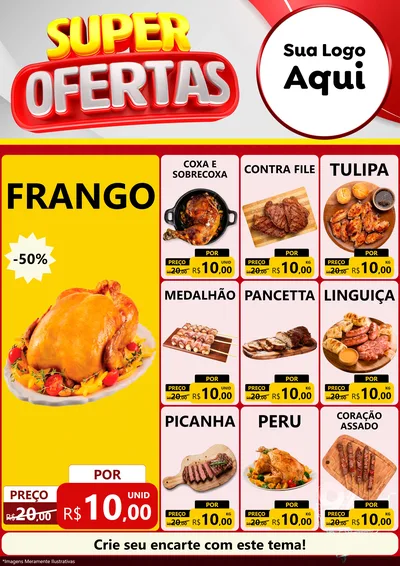 Modelo de Encarte para Encarte A4 Vertical com o tema Super Ofertas para Assados