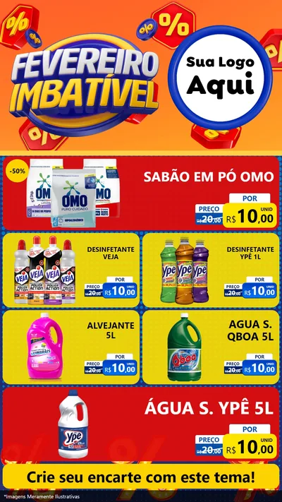 Modelo de TV para TV Vertical com o tema Fevereiro Imbatível para Produtos de Limpeza