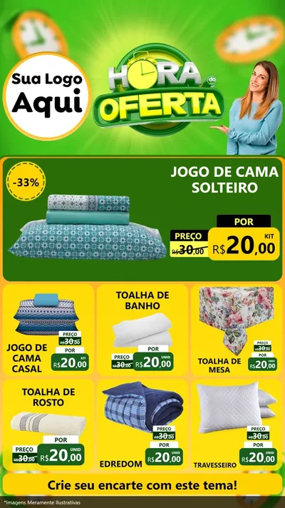 Modelo de Rede Social para Stories com o tema Hora da Oferta para Cama, Mesa e Banho