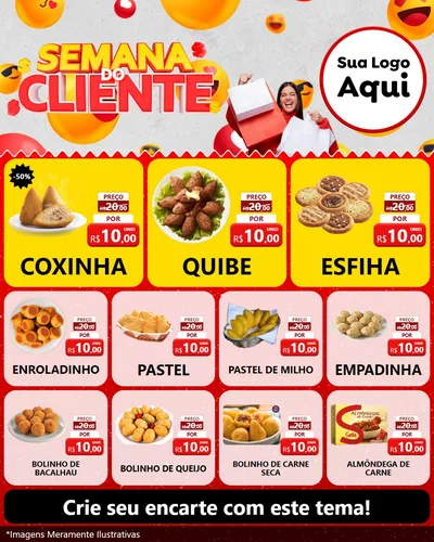 Modelo de Rede Social para Feed Instagram com o tema Semana do Cliente para Salgadaria