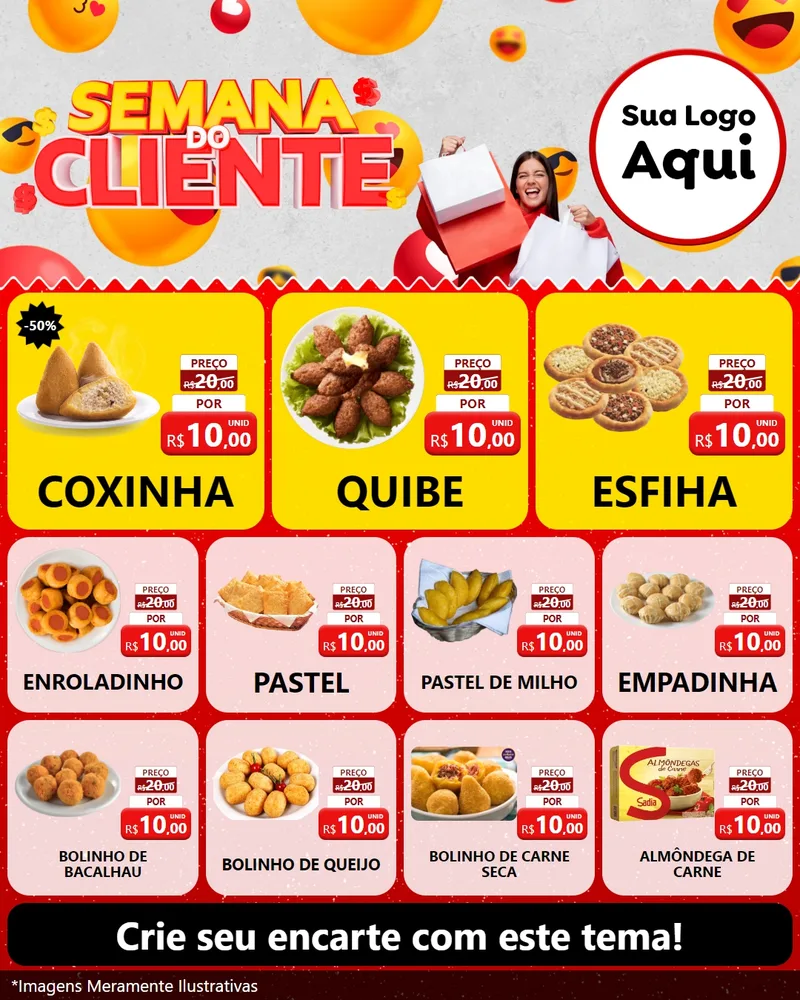 Modelo de Rede Social para Feed Instagram com o tema Semana do Cliente para Salgadaria