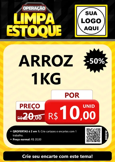 Modelo de Cartaz para Cartaz A4 Vertical com o tema Operação Limpa Estoque para Supermercado