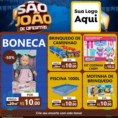 Modelo de Rede Social para Feed Facebook com o tema São João Ofertas Imbatíveis! - Junina para Brinquedos