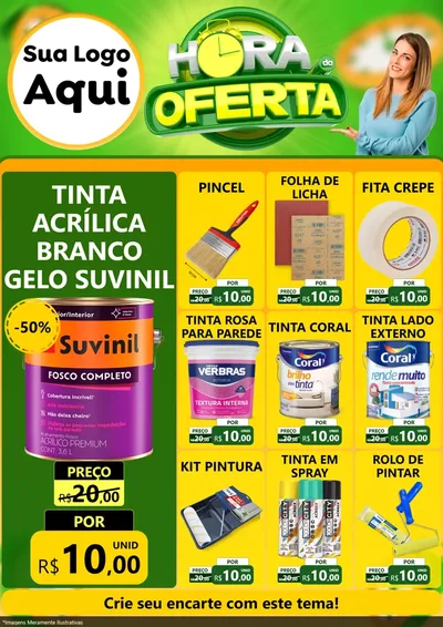 Modelo de Encarte para Encarte A4 Vertical com o tema Hora da Oferta para Tintas e Ferramentas