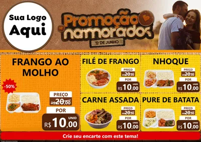 Modelo de Encarte para Encarte A4 Horizontal com o tema Promoção Namorados para Restaurante