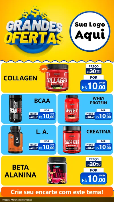 Modelo de TV para TV Vertical com o tema Grandes Ofertas para Suplementos alimentares
