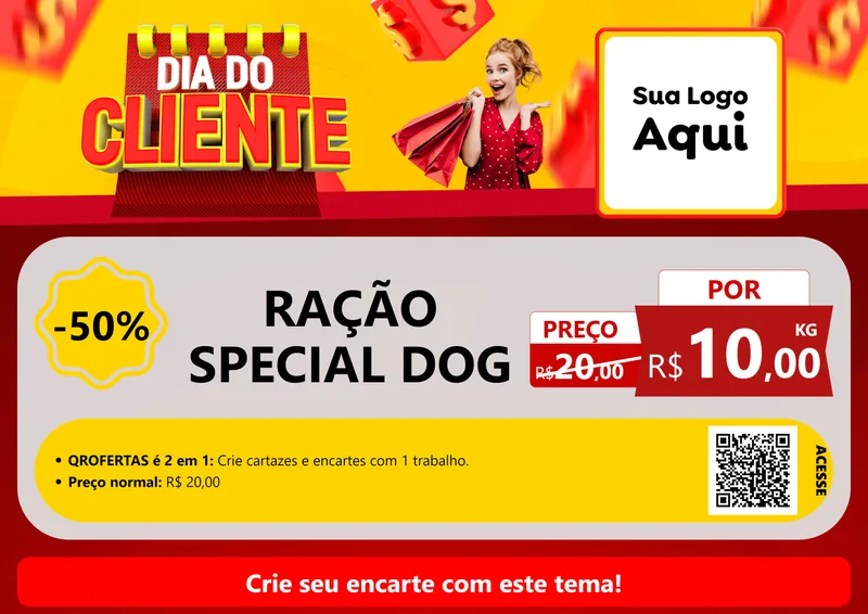 Modelo de Cartaz para Cartaz A4 Horizontal com o tema Dia do Cliente para Pet Shop