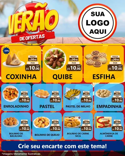 Modelo de Rede Social para Feed Instagram com o tema Verão de Ofertas para Salgadaria