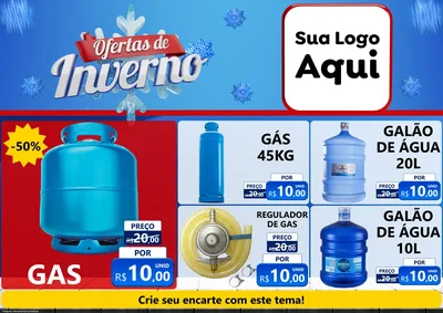 Modelo de Encarte para Encarte A4 Horizontal com o tema Ofertas de Inverno para Água e gás
