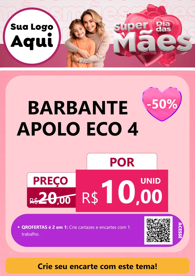 Modelo de Cartaz para Cartaz A4 Vertical com o tema Super Dia Das Mães para Armarinho e Aviamentos