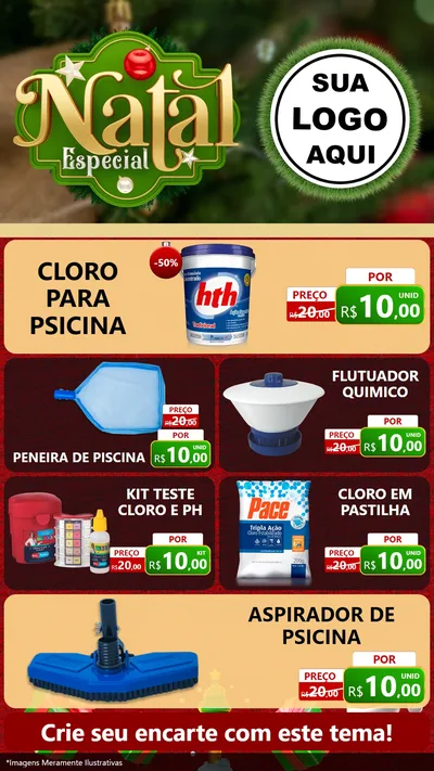 Modelo de TV para TV Vertical com o tema Natal Especial para Produtos para Piscina