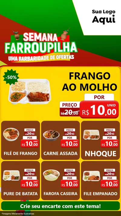 Modelo de Rede Social para Stories com o tema Semana Farroupilha - Uma Barbaridade de Ofertas para Restaurante