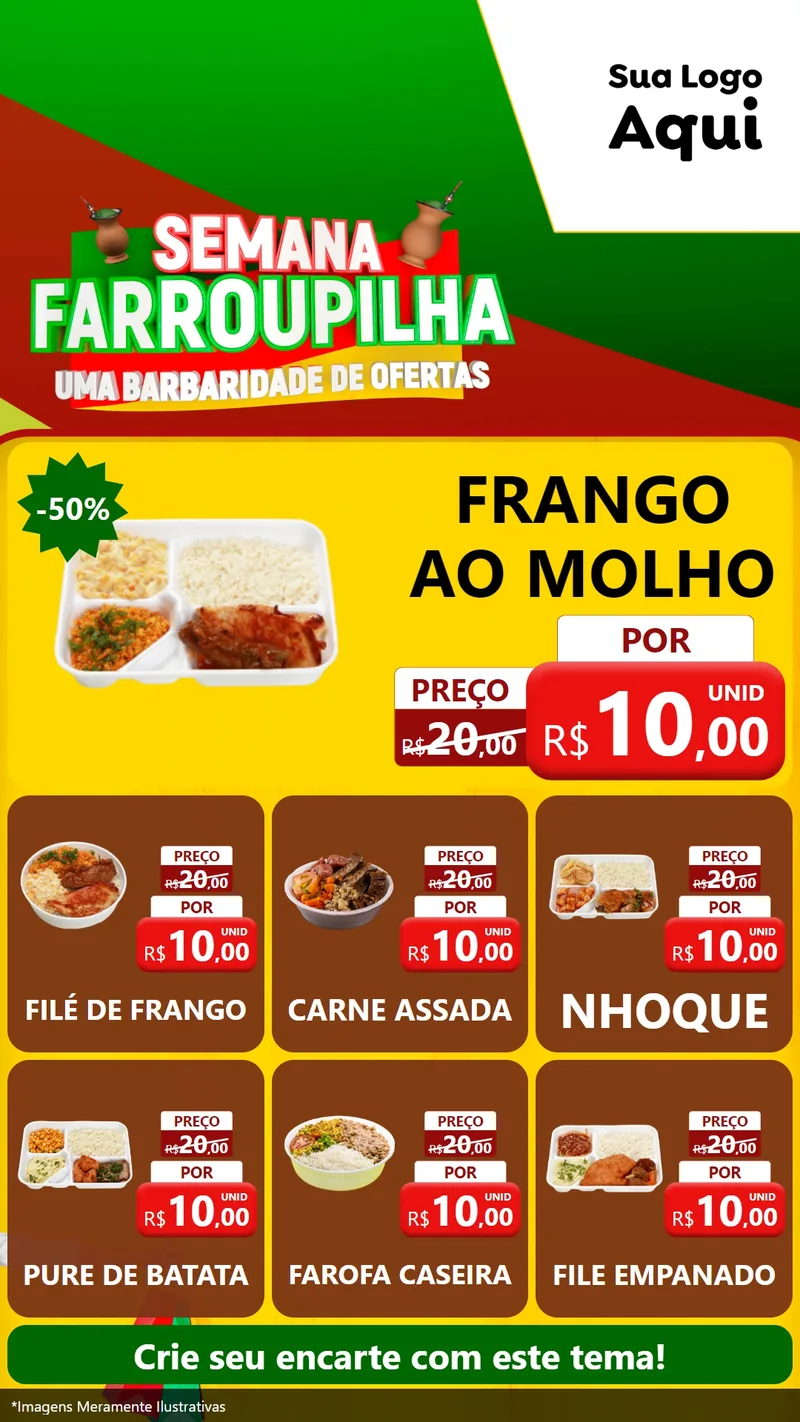 Modelo de Rede Social para Stories com o tema Semana Farroupilha - Uma Barbaridade de Ofertas para Restaurante