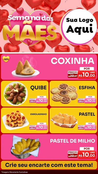 Modelo de TV para TV Vertical com o tema Semana Das Mães para Salgadaria