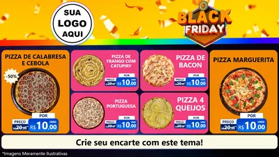 Modelo de TV para TV Horizontal com o tema Black Friday para Pizzaria